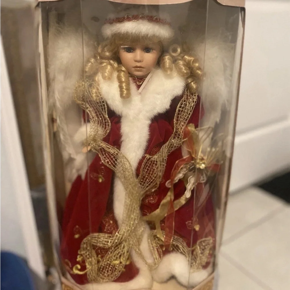 Elegant Red and Gold Angel Doll